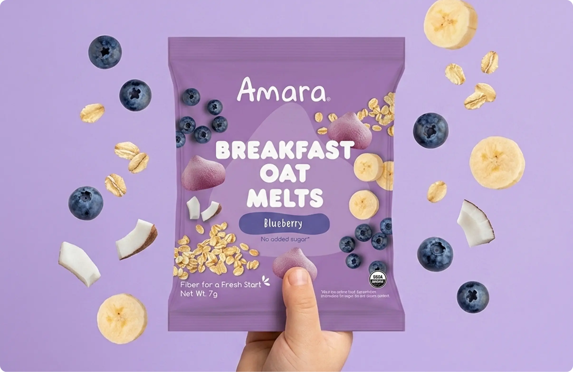 Amara Breakfast Oat Melts blueberry pouch