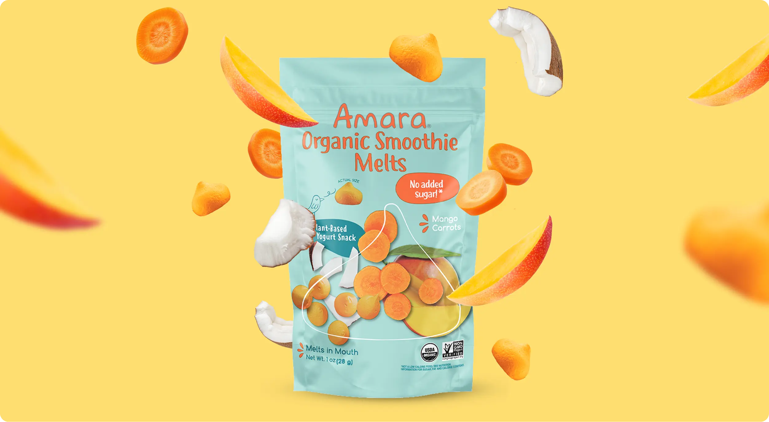 Amara Organic Smoothie Melts pouch with fruit